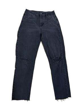 American Eagle Comfort Stretch High-Rise Straight Leg Distressed Raw Hem Jeans